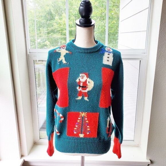 Vintage Hand Knitted Christmas Wool Sweater | M - Picture 1 of 6